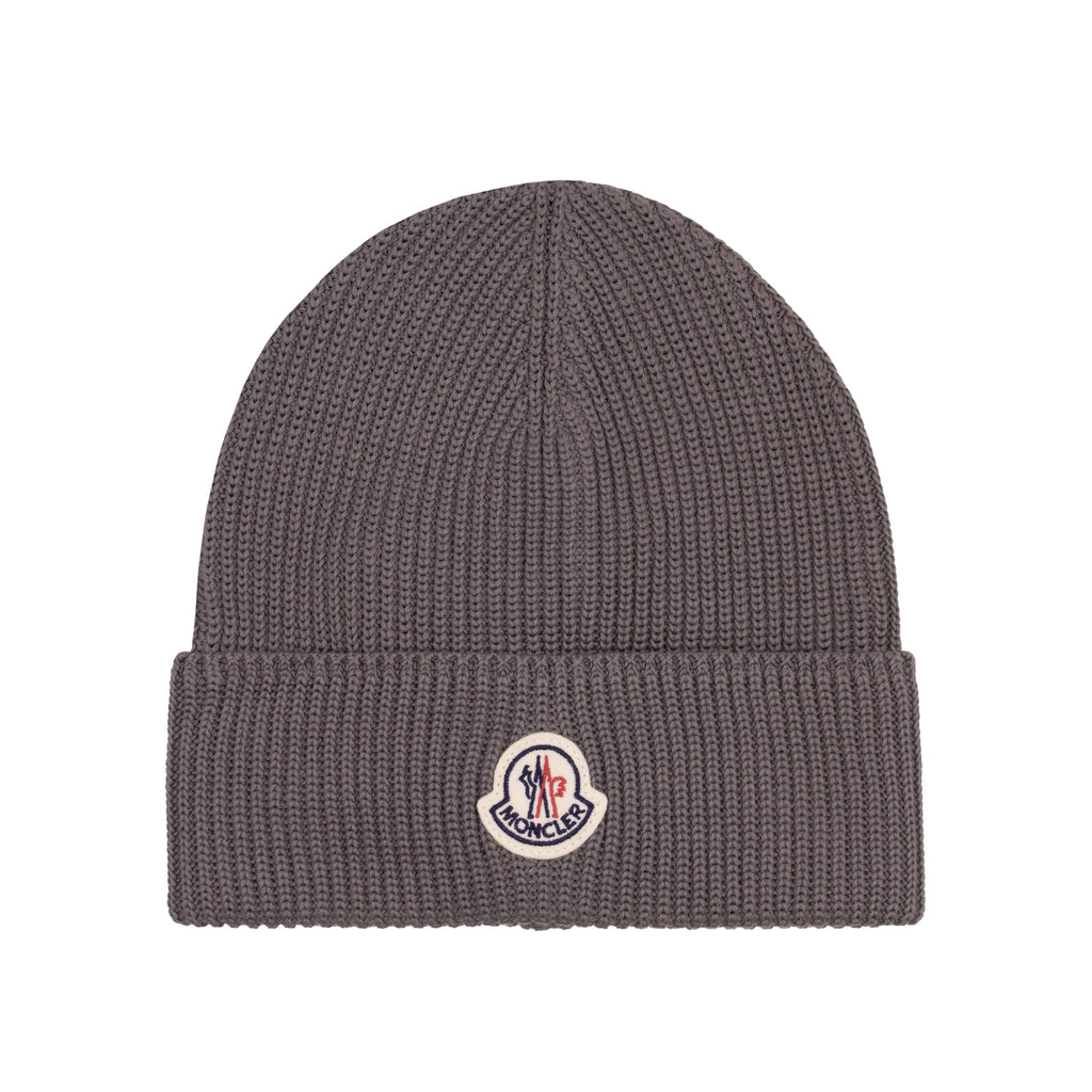 Moncler Logo Cotton Beanie Grey 93D