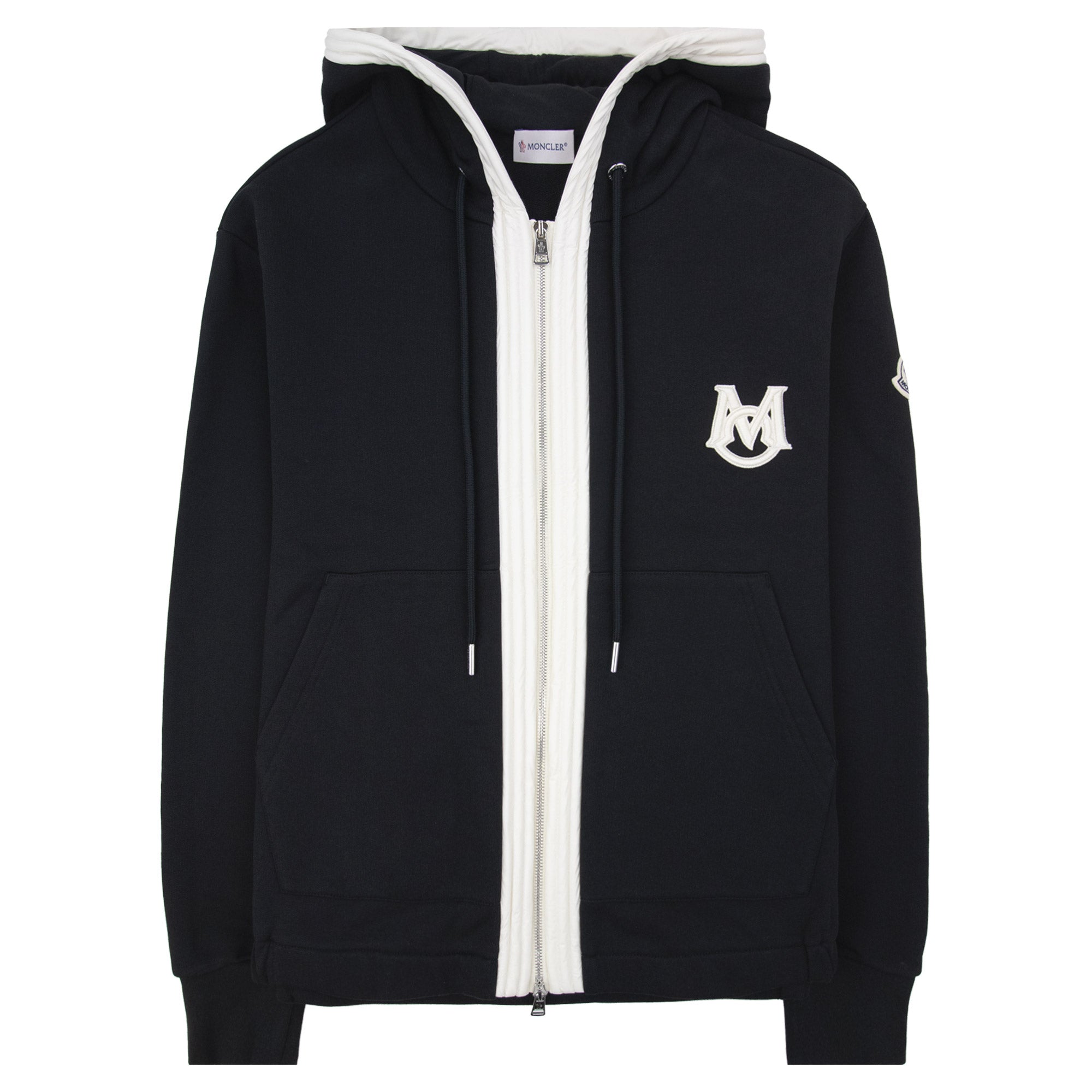 Moncler Embroidered Zip Up Hooded Jacket BLACK 999
