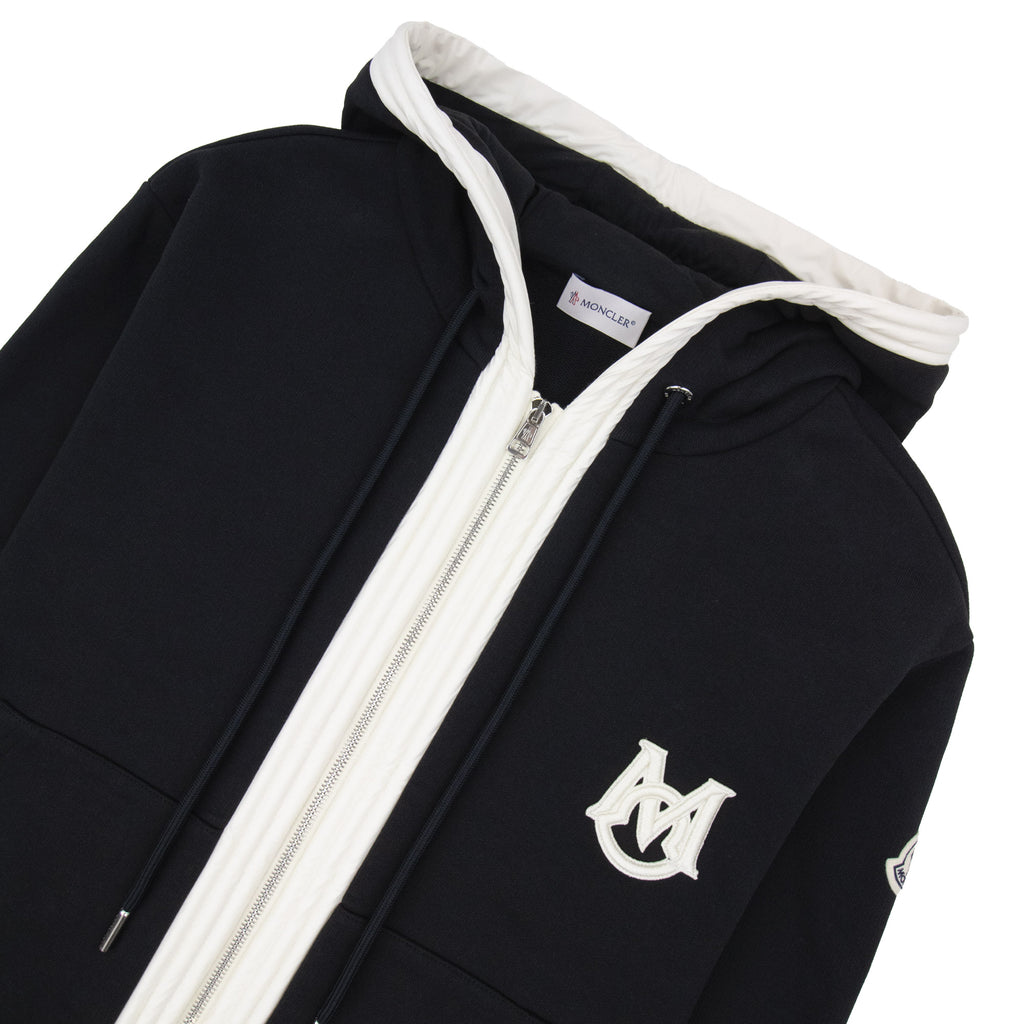 Moncler Embroidered Zip Up Hooded Jacket BLACK 999