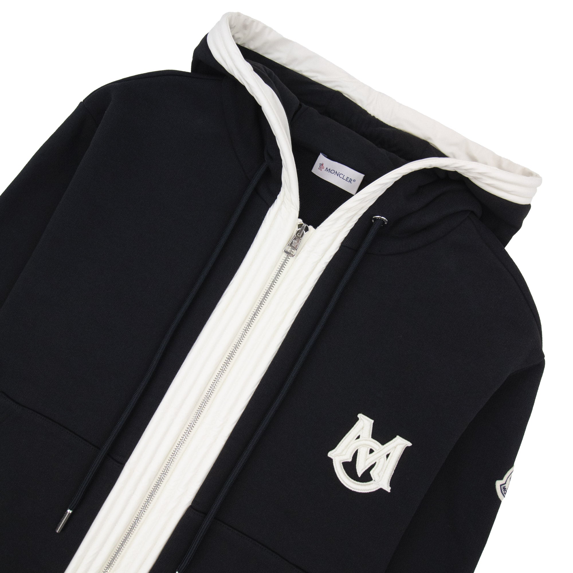 Moncler Embroidered Zip Up Hooded Jacket BLACK 999