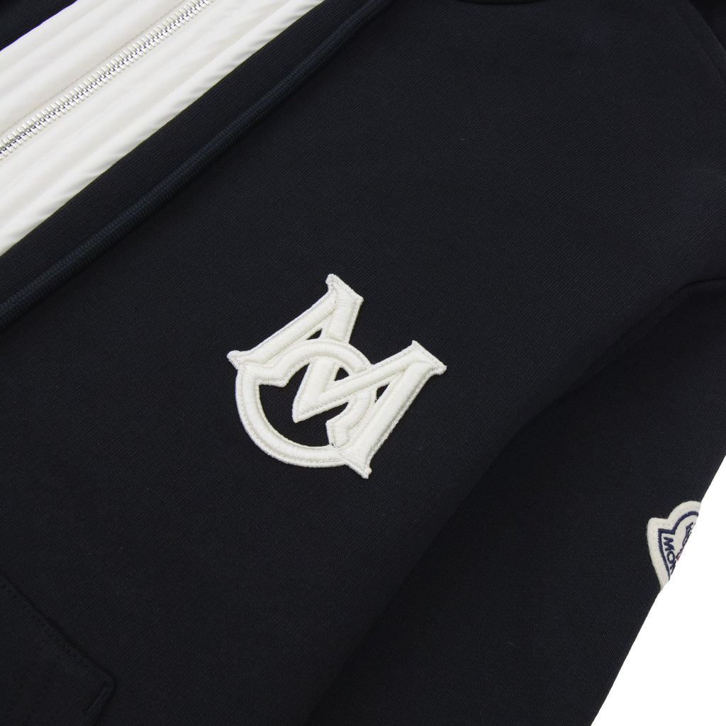 Moncler Embroidered Zip Up Hooded Jacket BLACK 999