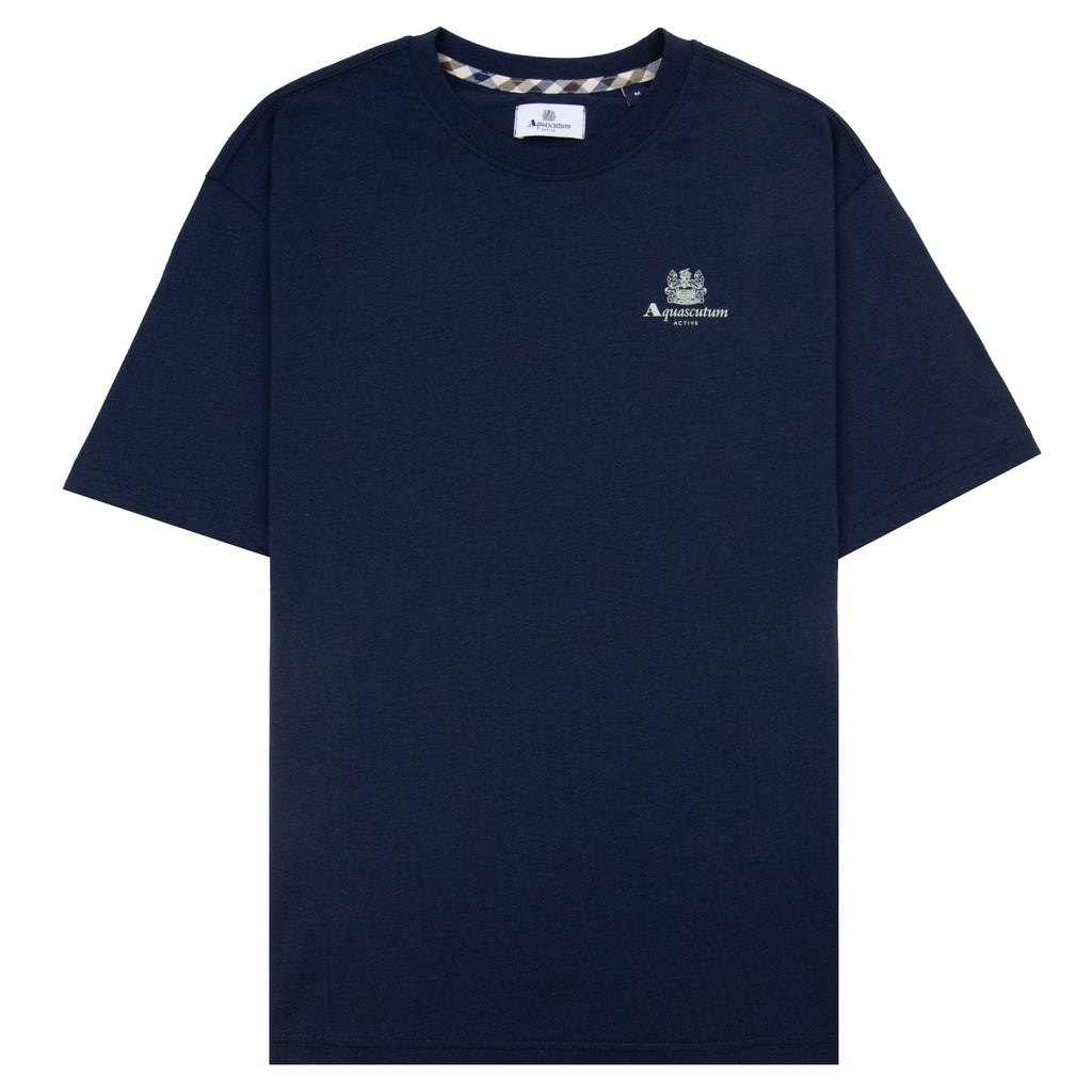 Aquascutum Active Small Logo T Shirt Navy/Salvia