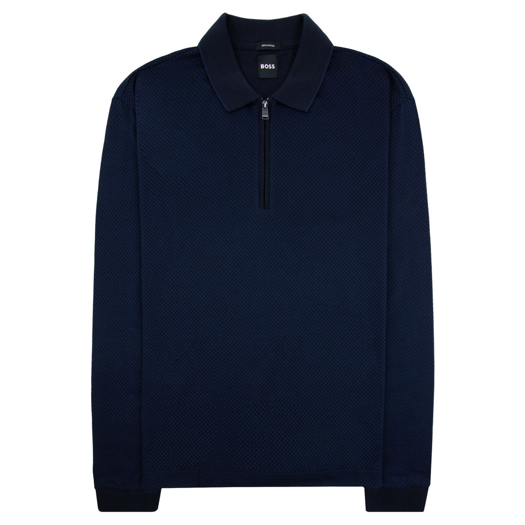 Hugo Boss H-Peduzzi Long Sleeve Zip Polo Navy 404