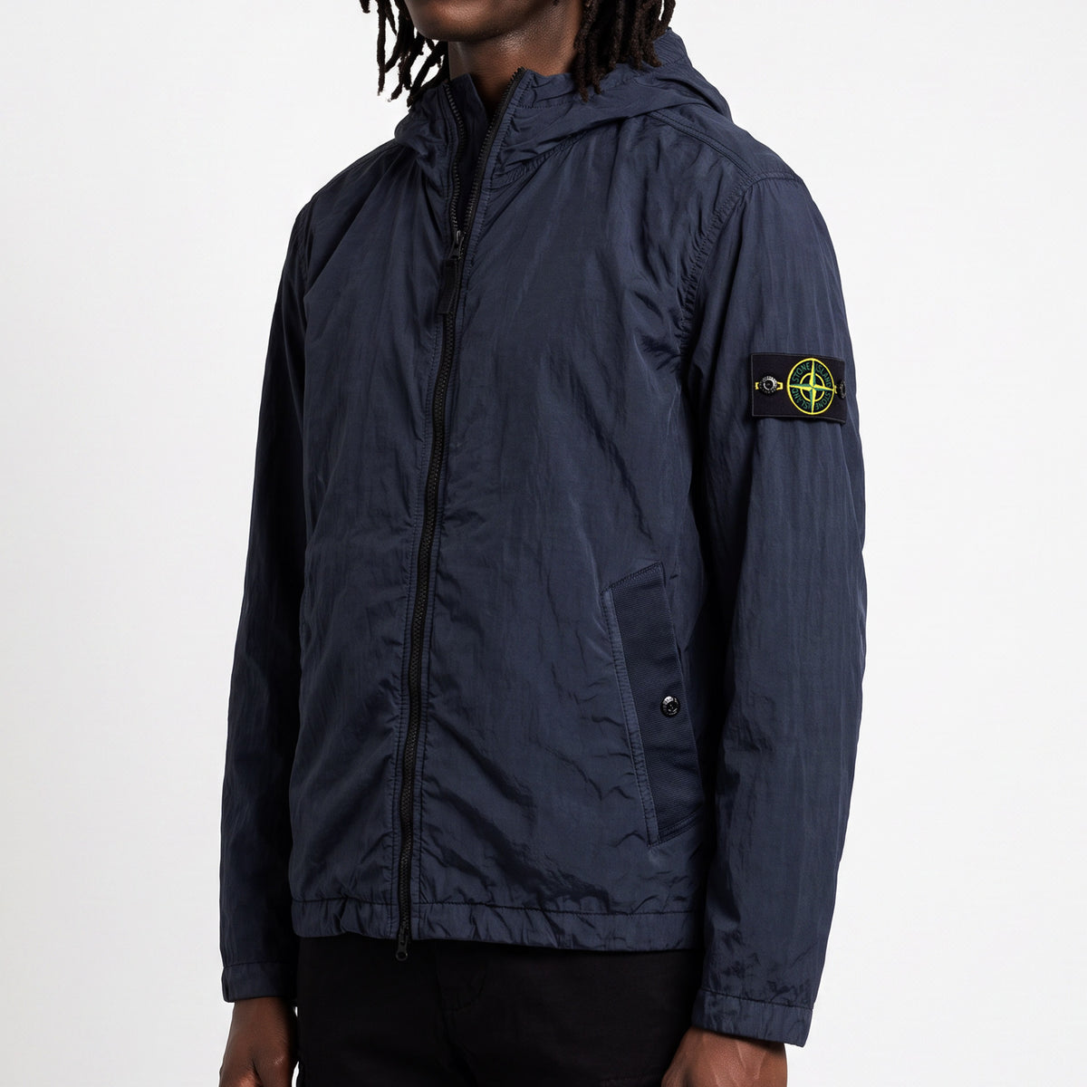 Stone Island 4100001 Anti-Drop Crinkle Reps Hooded Wind-Resistant Jacket NAVY BLUE V0020