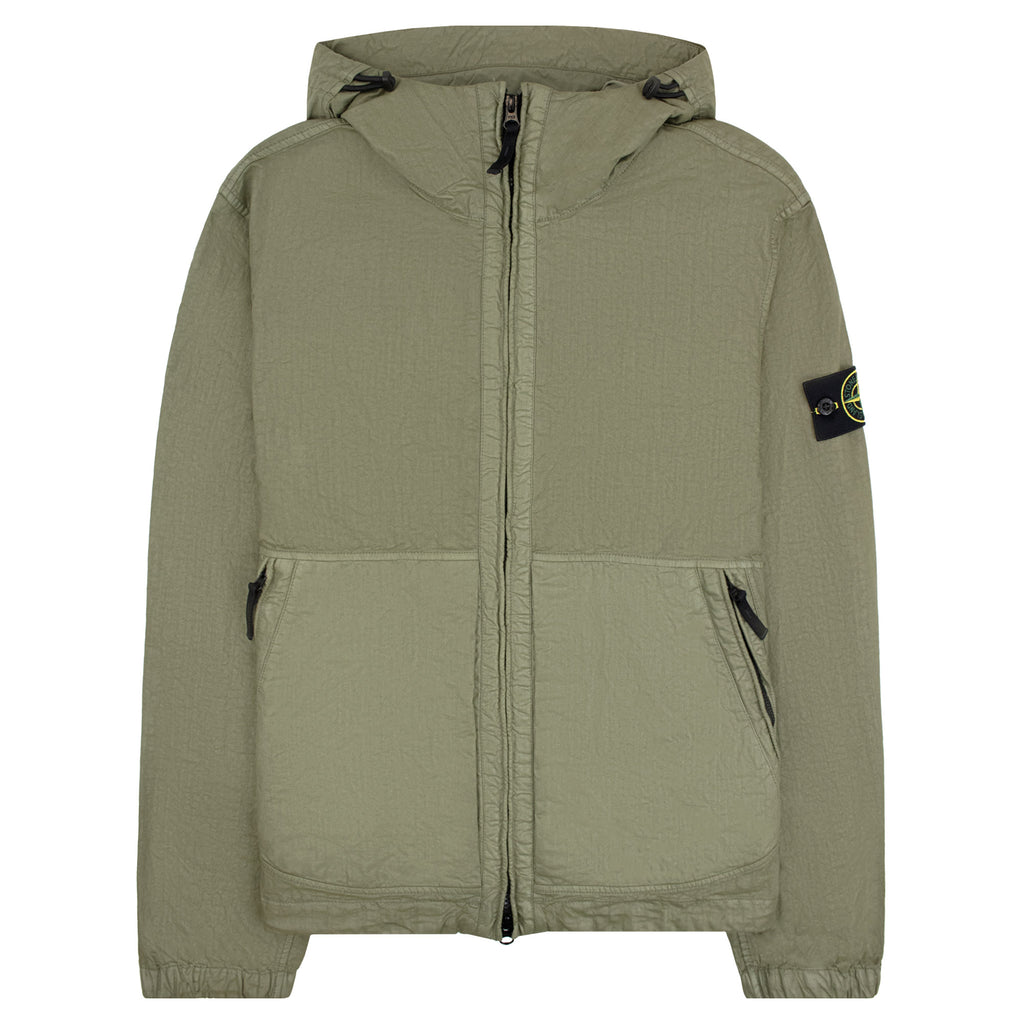 Stone Island 4100053 Nylon Panama TC Hooded Jacket Military Green V005G
