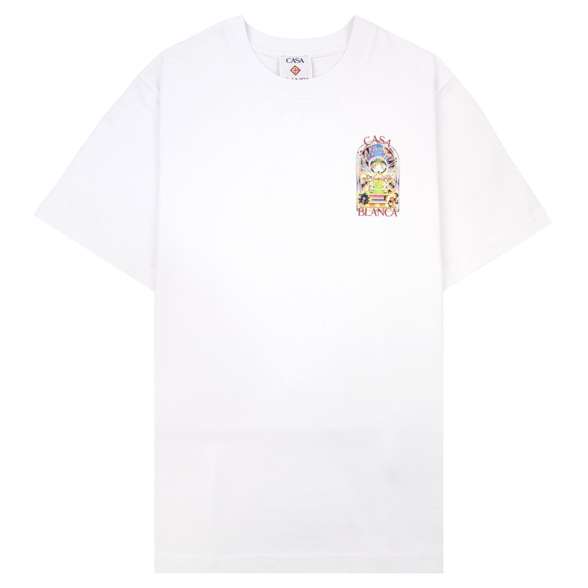 Casablanca Tennis Landscape Short Sleeve T-Shirt Bright White