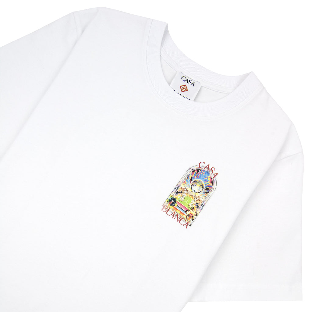 Casablanca Tennis Landscape Short Sleeve T-Shirt Bright White