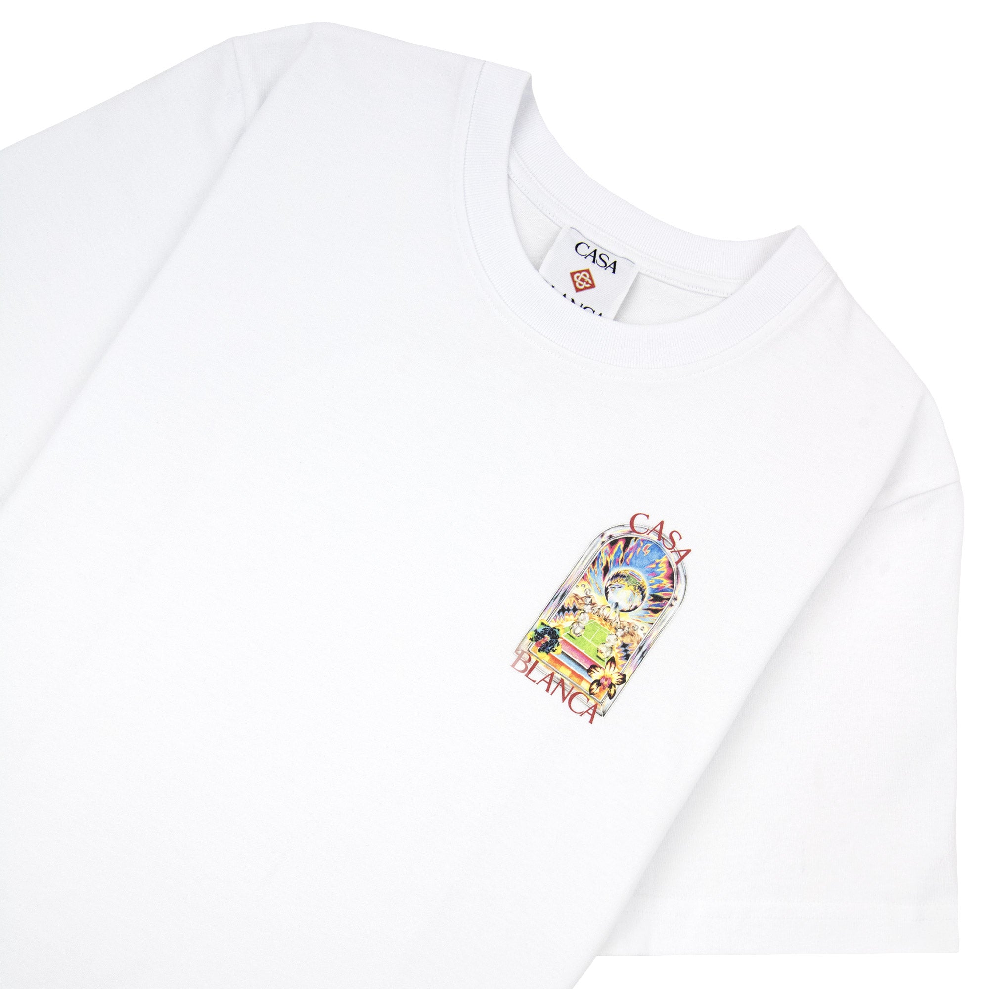 Casablanca Tennis Landscape Short Sleeve T-Shirt Bright White