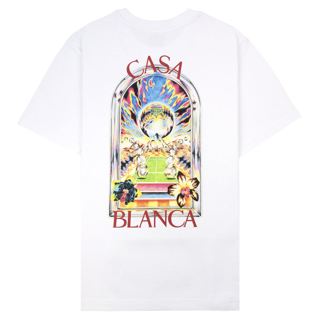 Casablanca Tennis Landscape Short Sleeve T-Shirt Bright White