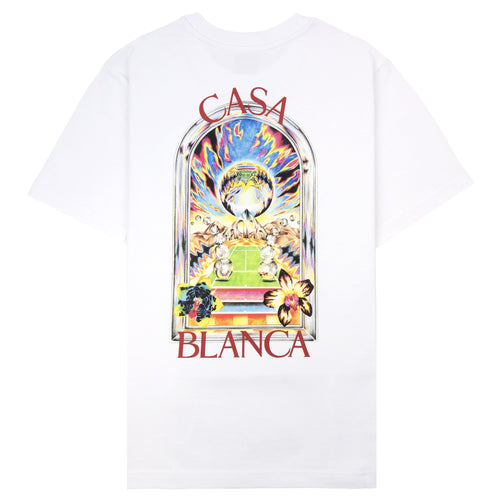 Casablanca Tennis Landscape Short Sleeve T-Shirt Bright White