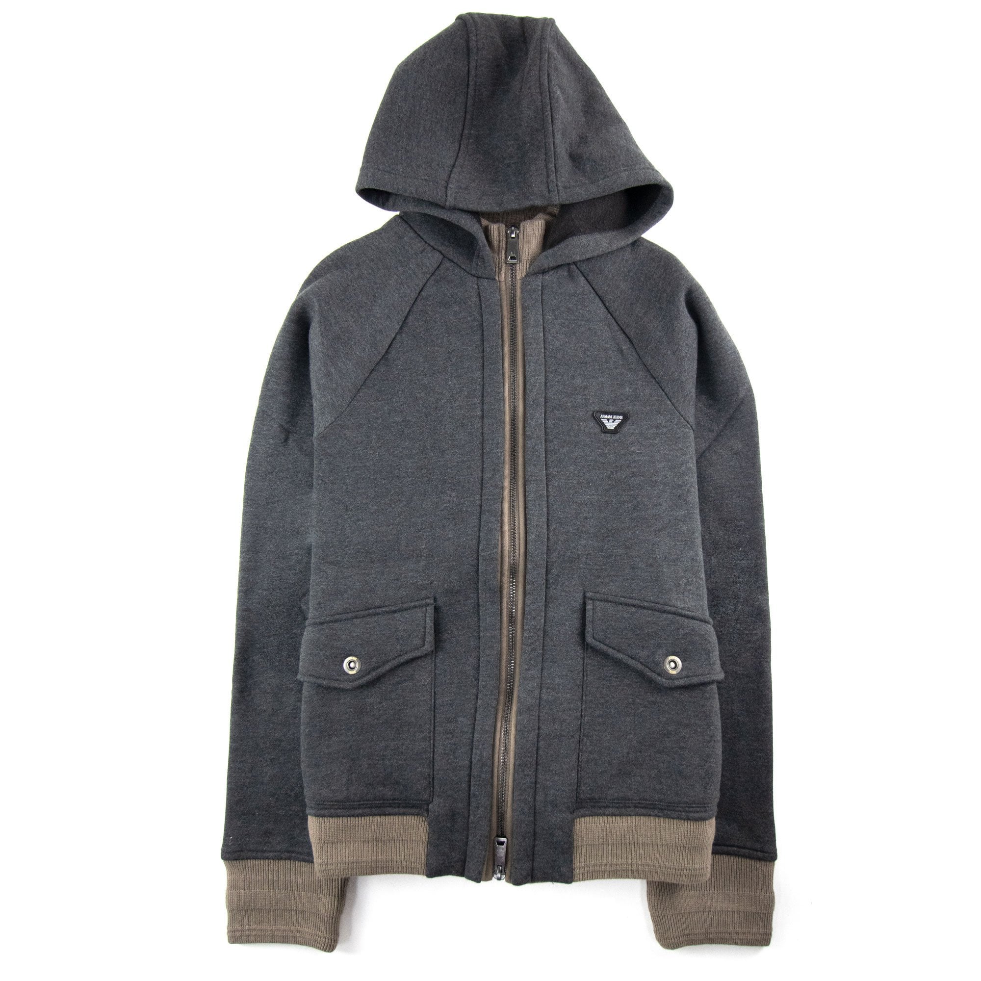 Armani Jeans Logo Zip Up Hoodied 