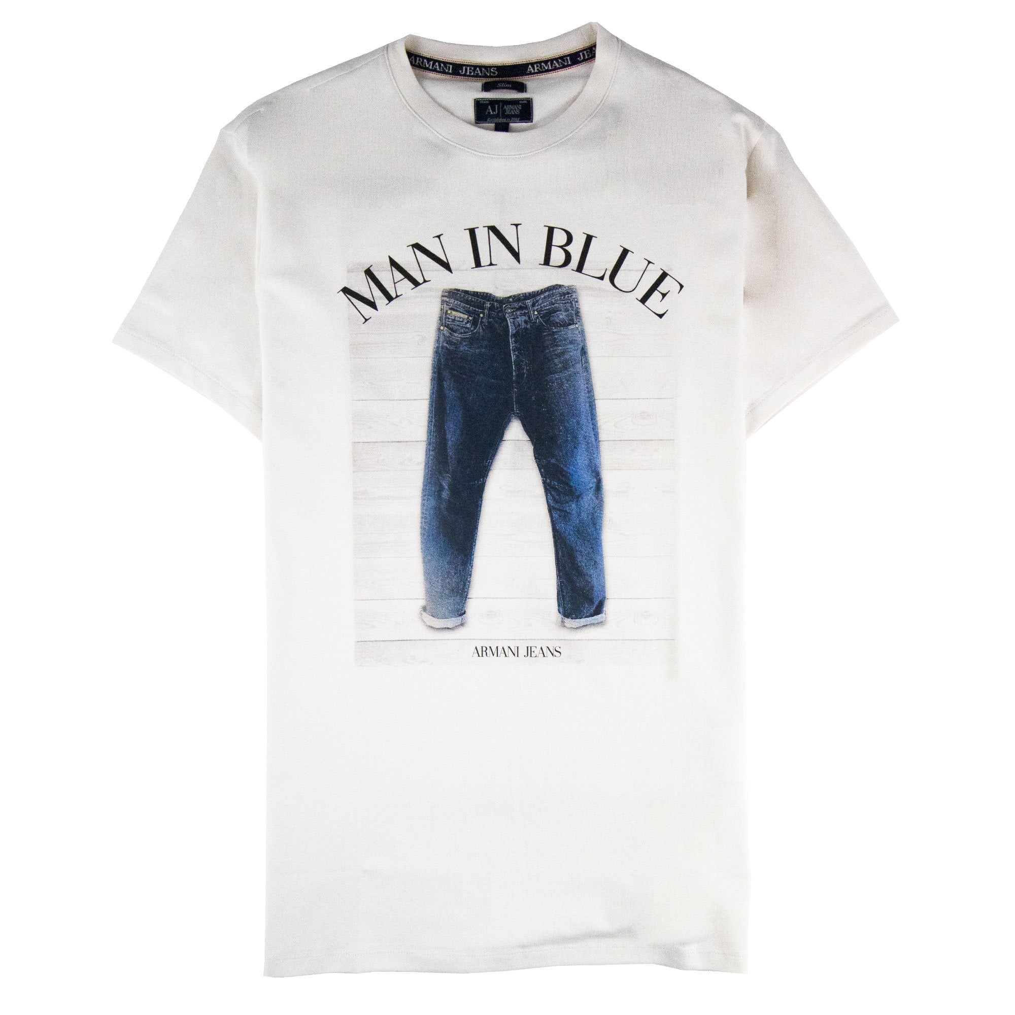Armani Jeans Man In Blue Jean Printed T 
