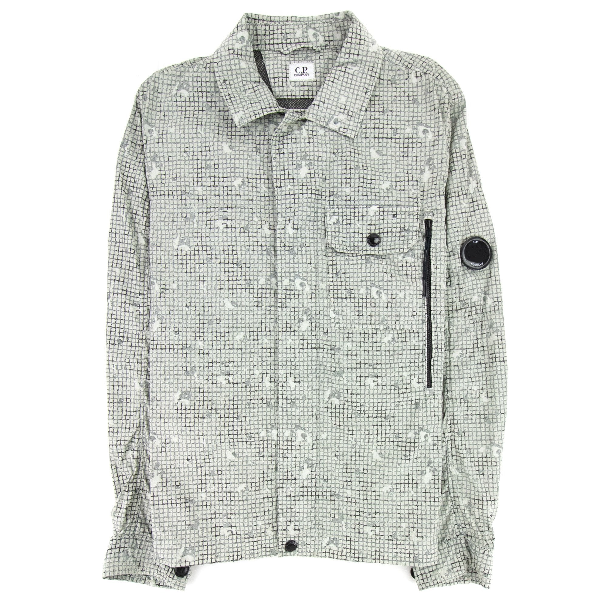 Fili Camo Grid Overshirt Light Grey 