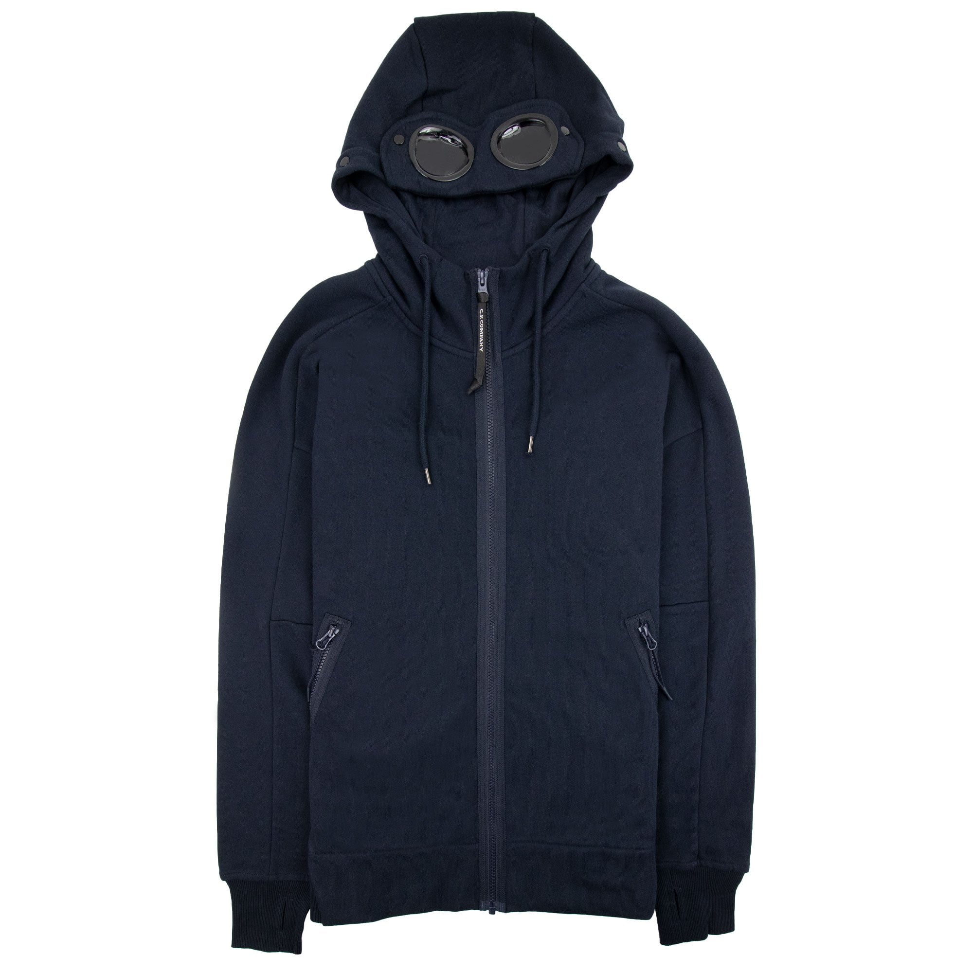 Navy Cp Company Diagonal Fleece Goggle Zip Hoodie Zipped Goggle