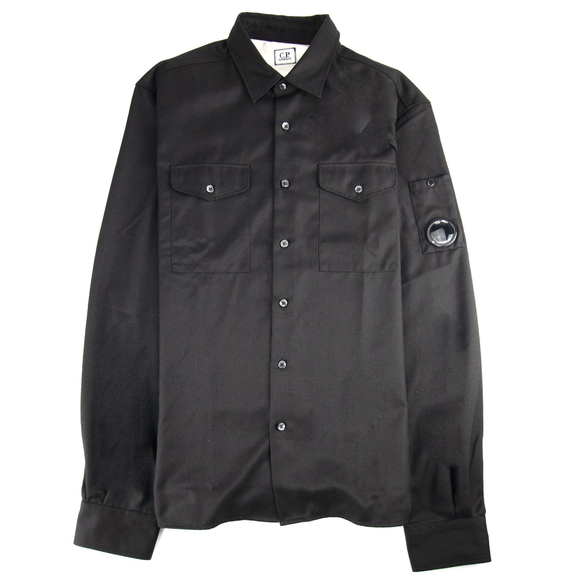 CP Company Front Pocket Button Up Overshirt Black 999 | ONU